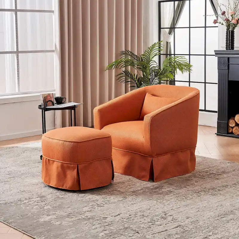Fauteuil pivotant avec ottoman, Fauteuil d'appoint pivotant pour salon