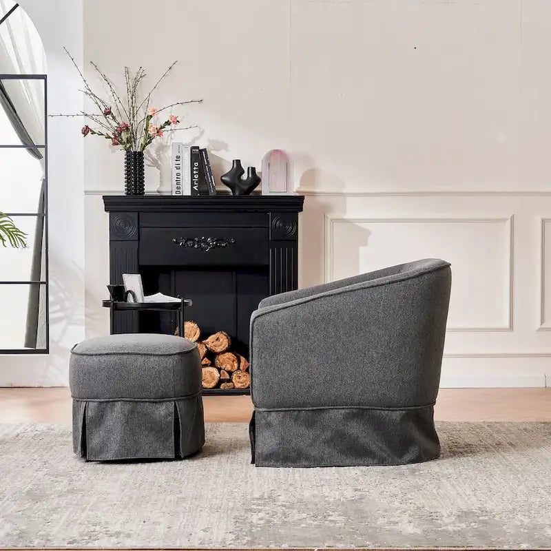 Fauteuil pivotant avec ottoman, Fauteuil d'appoint pivotant pour salon