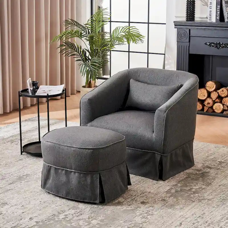 Fauteuil pivotant avec ottoman, Fauteuil d'appoint pivotant pour salon