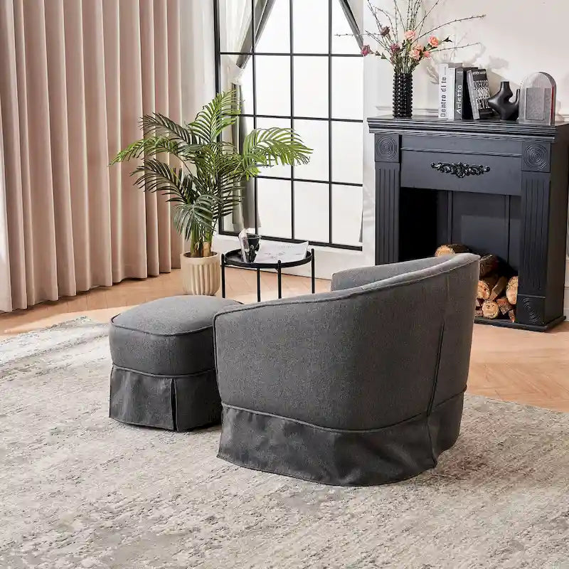 Fauteuil pivotant avec ottoman, Fauteuil d'appoint pivotant pour salon