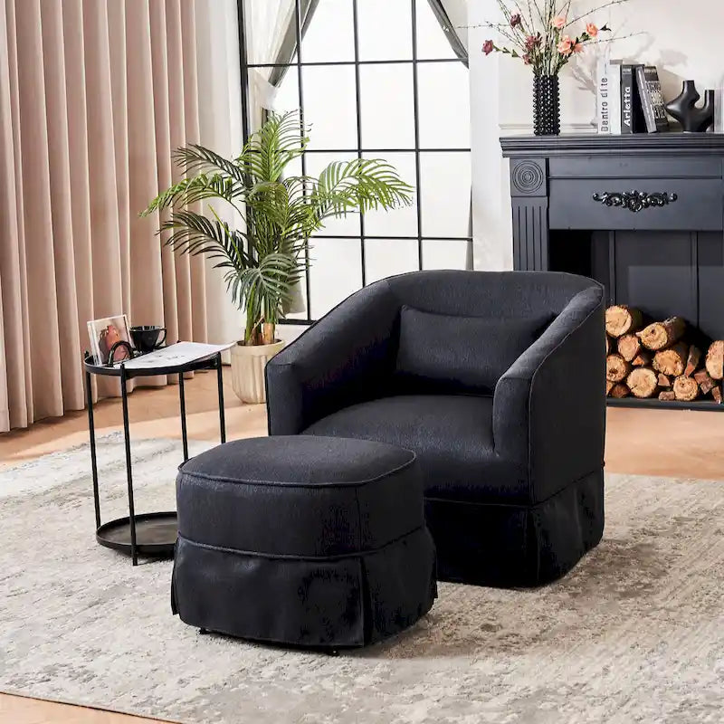 Fauteuil pivotant avec ottoman, Fauteuil d'appoint pivotant pour salon
