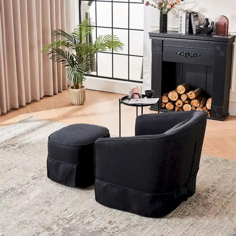 Fauteuil pivotant avec ottoman, Fauteuil d'appoint pivotant pour salon