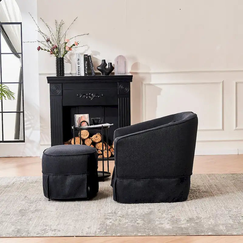 Fauteuil pivotant avec ottoman, Fauteuil d'appoint pivotant pour salon