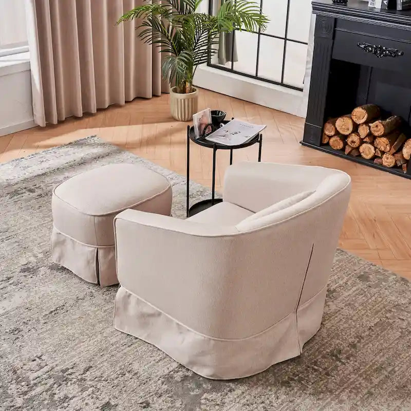 Fauteuil pivotant avec ottoman, Fauteuil d'appoint pivotant pour salon