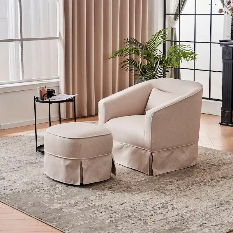 Fauteuil pivotant avec ottoman, Fauteuil d'appoint pivotant pour salon