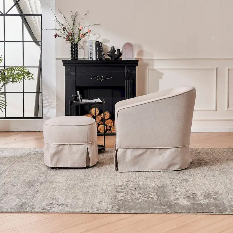 Fauteuil pivotant avec ottoman, Fauteuil d'appoint pivotant pour salon