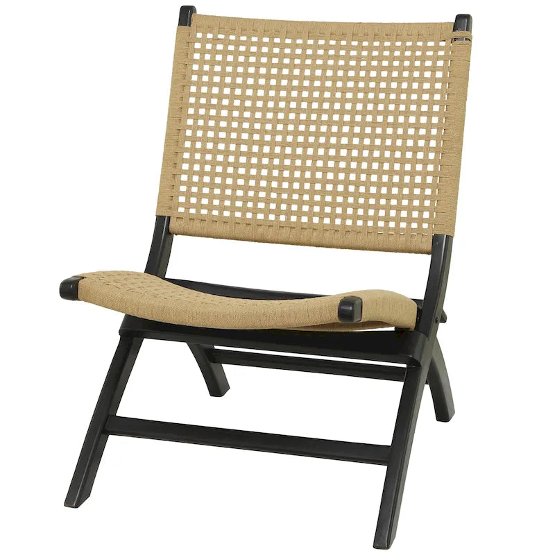 Fauteuil d'appoint tissé fait à la main en bois pour salon – Marron ou Noir