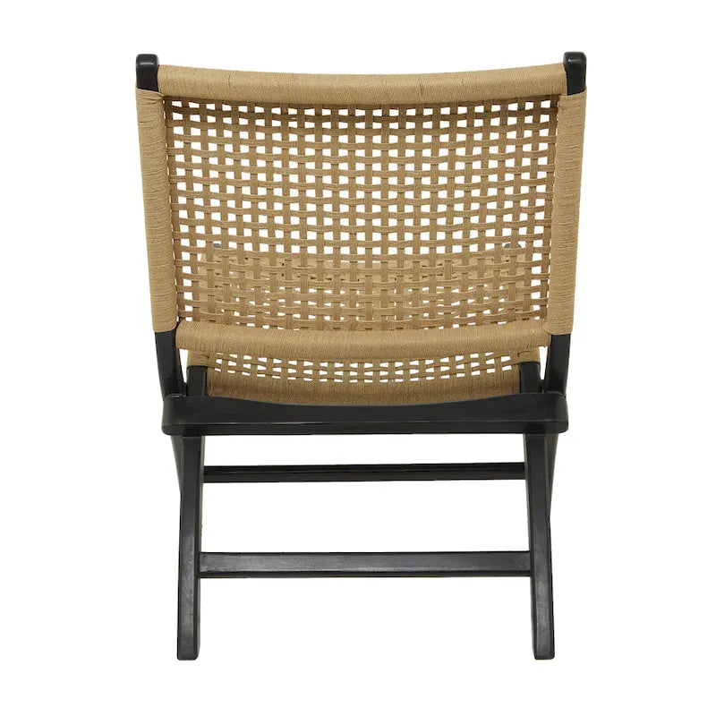 Fauteuil d'appoint tissé fait à la main en bois pour salon – Marron ou Noir