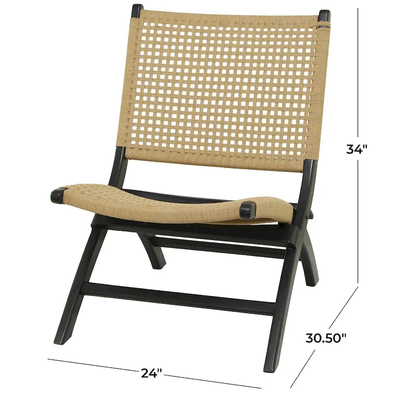 Fauteuil d'appoint tissé fait à la main en bois pour salon – Marron ou Noir